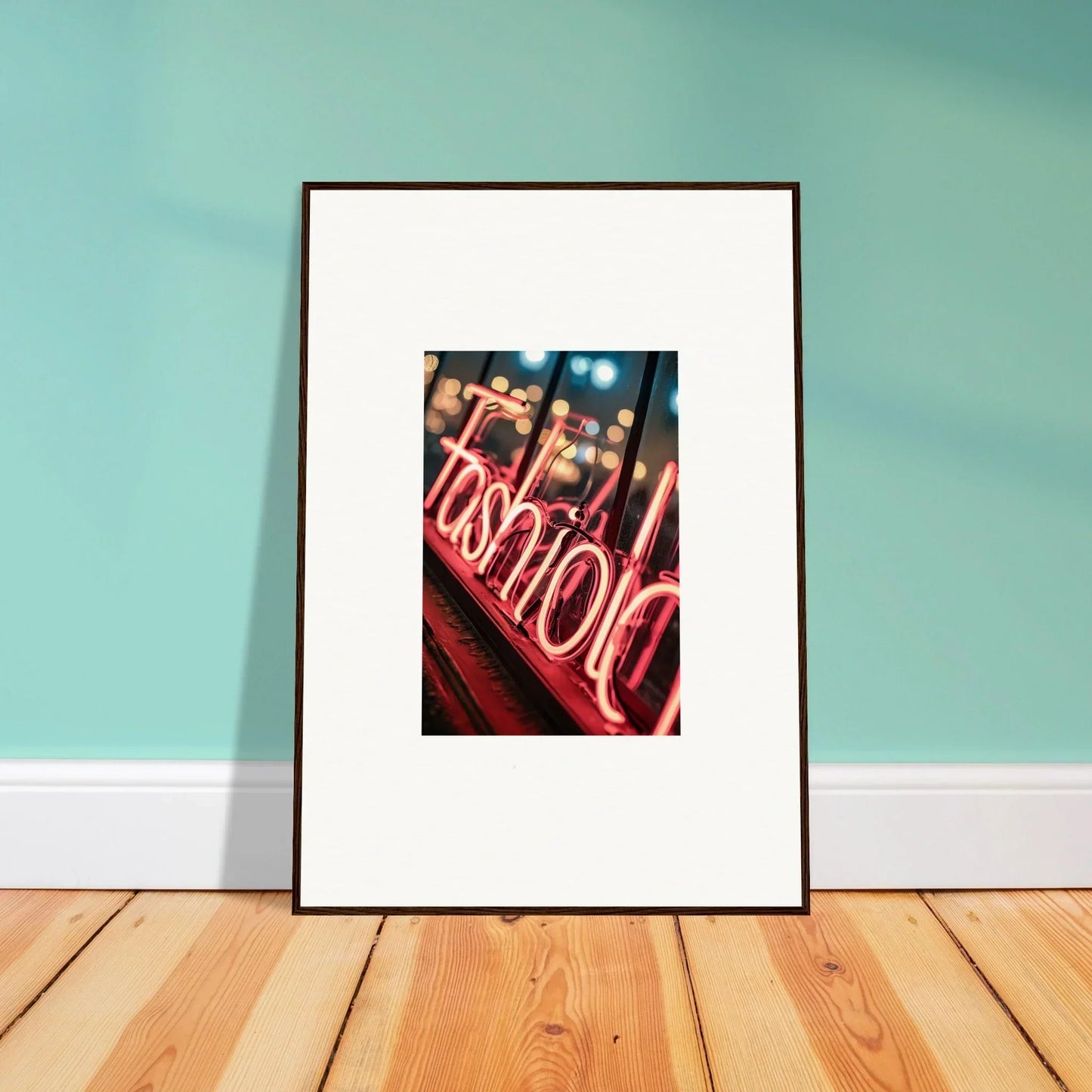 Framed neon Fashion sign canvas print for stylish room decoration by Lasid Quara