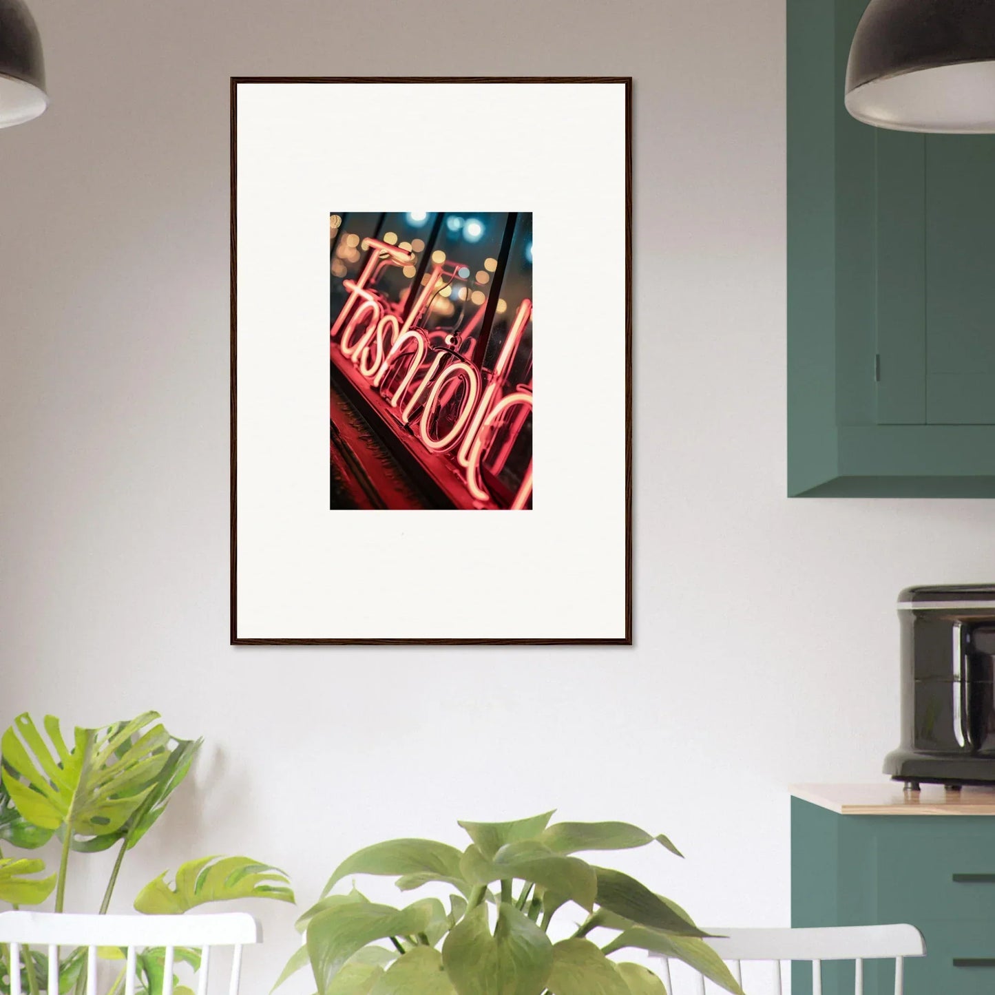 Framed canvas print of glowing red neon ’TATTOO’ for cool room decoration vibes