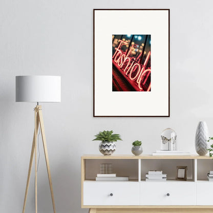 Framed photograph of a neon Casino sign for trendy room decoration with Lasid Quara