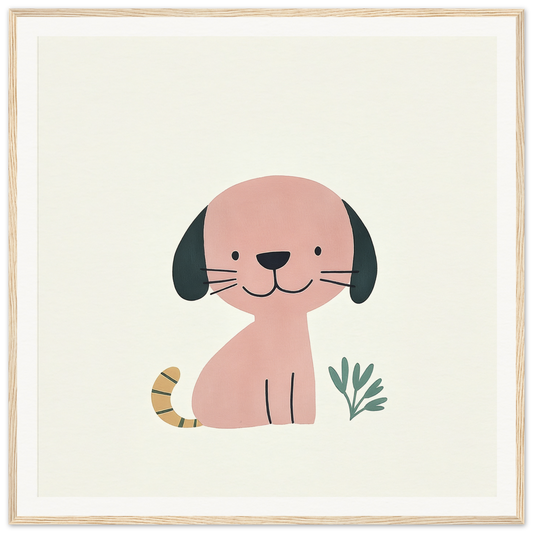 Cute cartoon pink dog with black floppy ears from Township Canine Yawn special edition art™