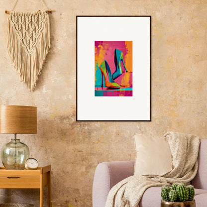 Colorful abstract wall art of high-heeled shoes for stylish room decoration