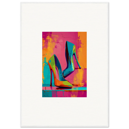 Vibrant abstract canvas print of high-heeled shoes for stylish room decoration