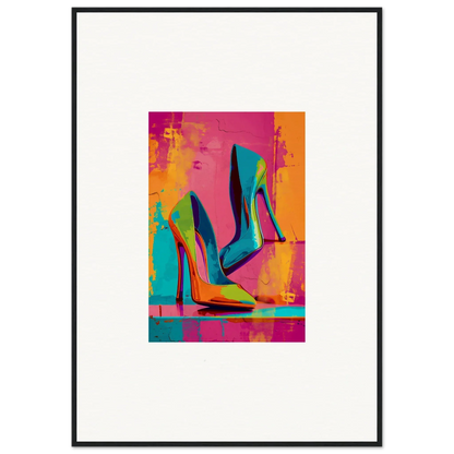 Colorful abstract painting of high-heeled shoes for stylish room decoration wall art