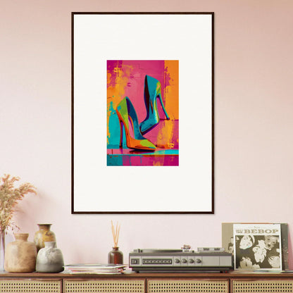 Colorful pop art canvas print of high-heeled shoes for trendy room decoration