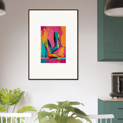 Colorful abstract wall art of stylish high-heeled shoes for fun room decoration