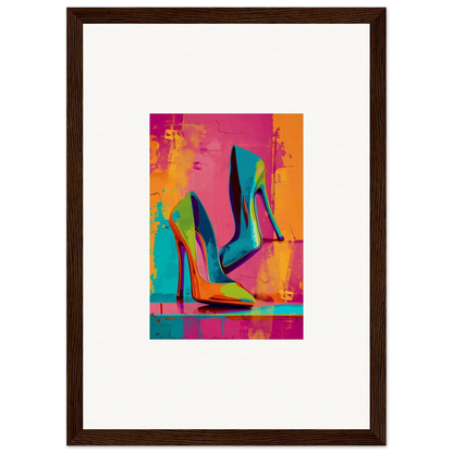 Colorful abstract high-heeled stiletto shoes canvas print for trendy room decoration