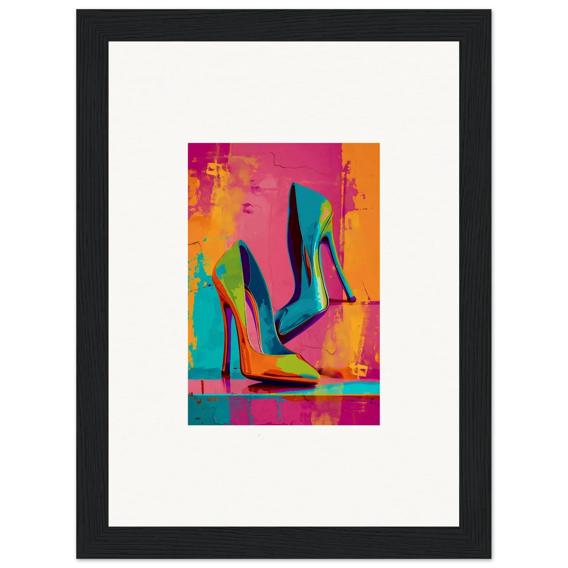 Colorful abstract high-heeled shoes canvas print for stylish room decoration wall art