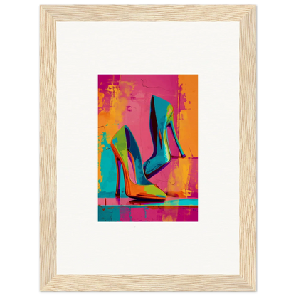 Colorful abstract canvas print of high-heeled shoes for awesome room decoration