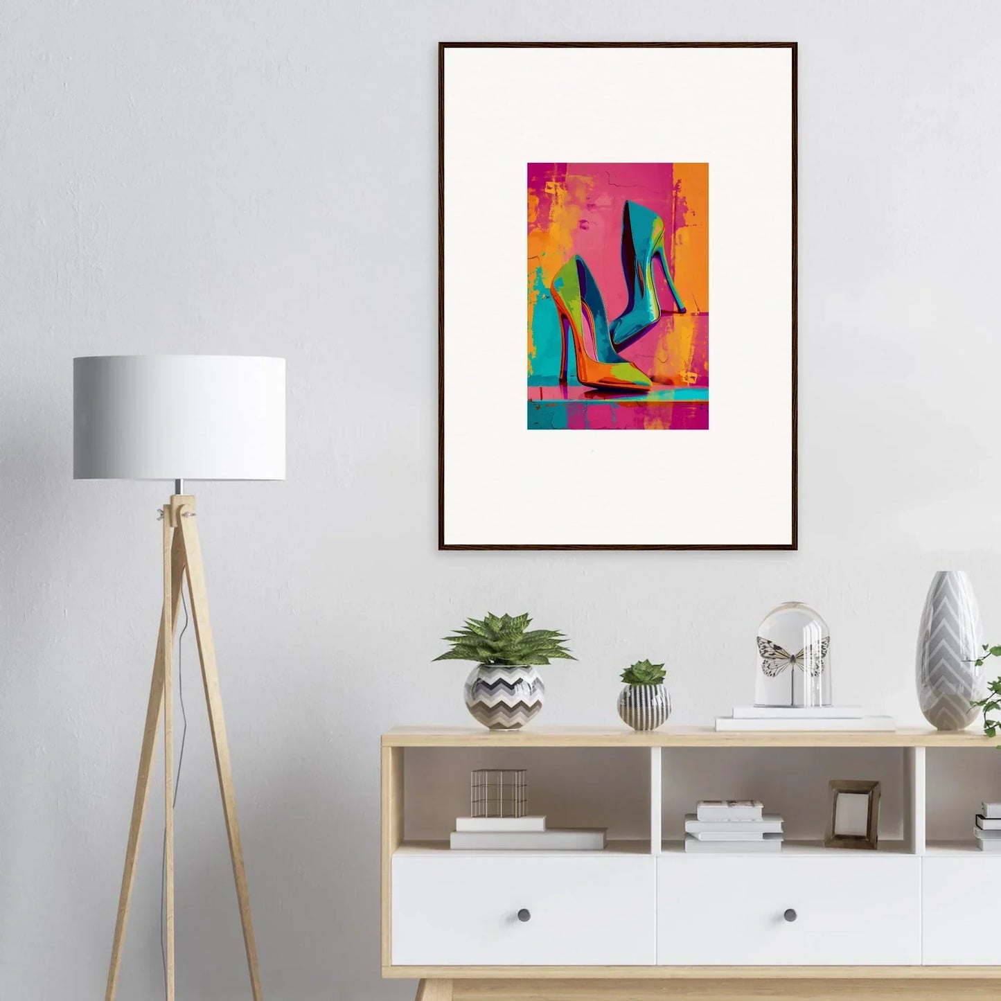 Vibrant abstract canvas print with bold shapes for stylish room decoration