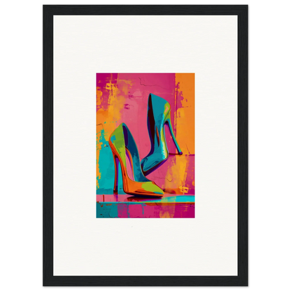 Colorful pop art high-heeled shoes canvas print, perfect for room decoration and wall art