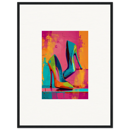 Vibrant high-heeled shoes perfect for room decoration or trendy wall art