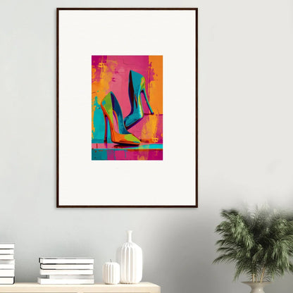 Colorful pop art high-heeled shoes canvas print for stylish room decoration wall art