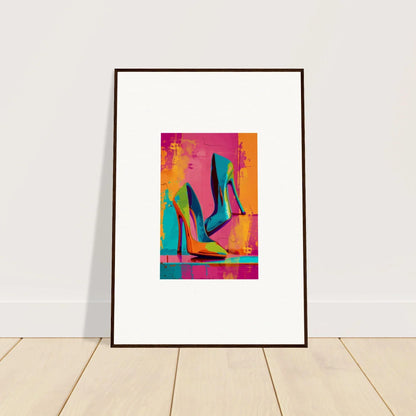 Colorful pop art high-heeled shoes canvas print for trendy room decoration