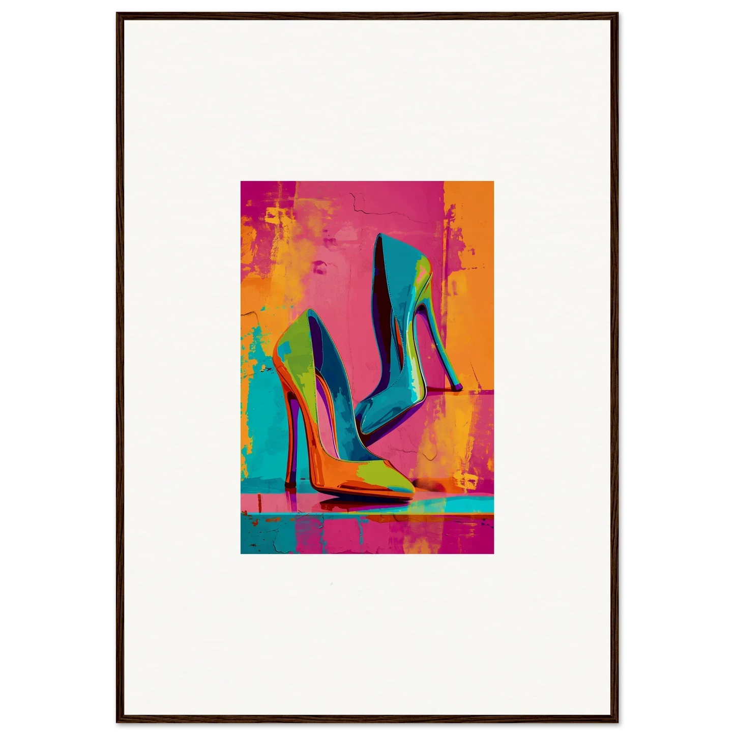 Colorful abstract high-heeled shoe painting for trendy wall art and room decoration