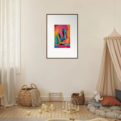 Framed abstract wall art with vibrant colors for cool room decoration vibes