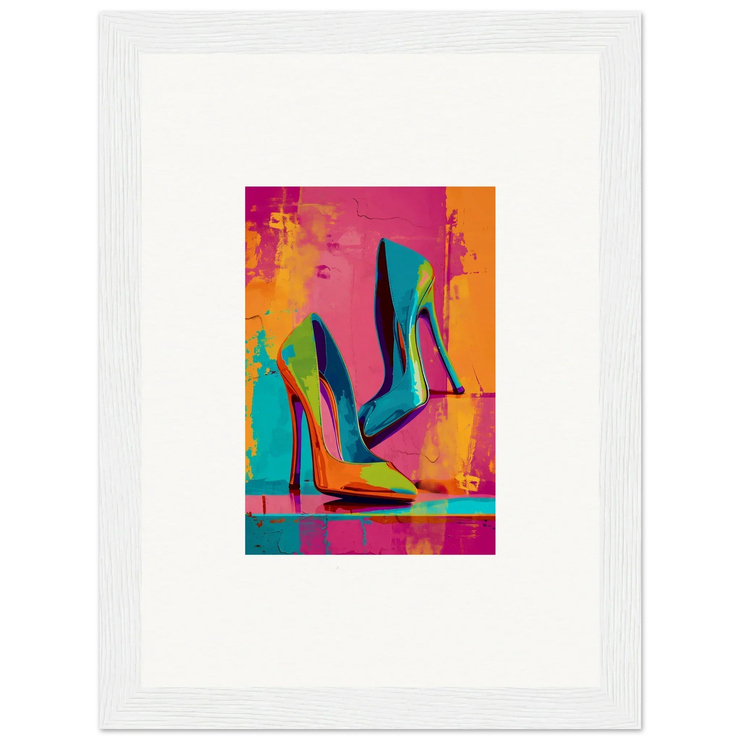 Colorful abstract high-heeled stiletto shoes wall art canvas print for stylish room decoration