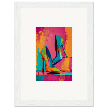 Colorful abstract high-heeled stiletto shoes wall art canvas print for stylish room decoration