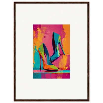 Vibrant high-heeled shoes in pop art style for funky room decoration wall art