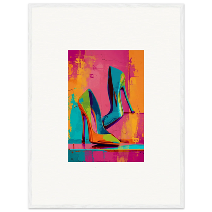 Colorful high-heeled shoes in pop art style for trendy wall art and room decoration