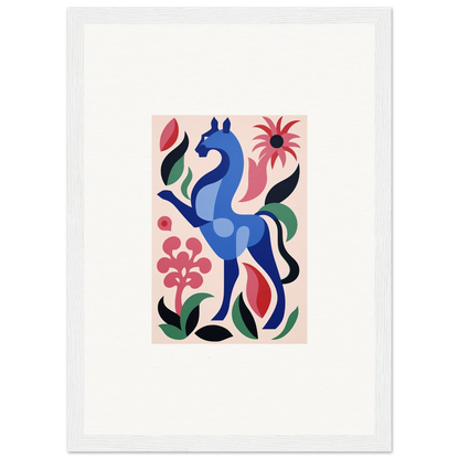 Stylized blue horse in vibrant flowers from Transcendental Brush Grace product