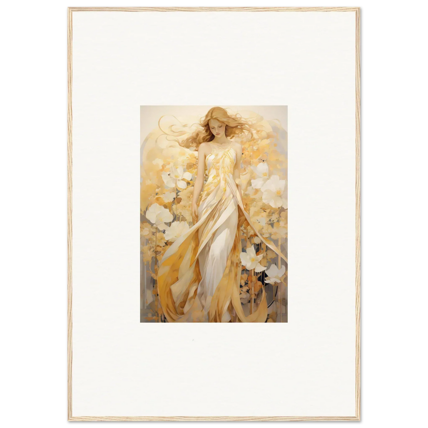 Ethereal woman in golden robes for a stunning room decoration canvas print