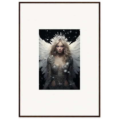 Ethereal feathery specter with a crown, perfect for canvas print room decoration