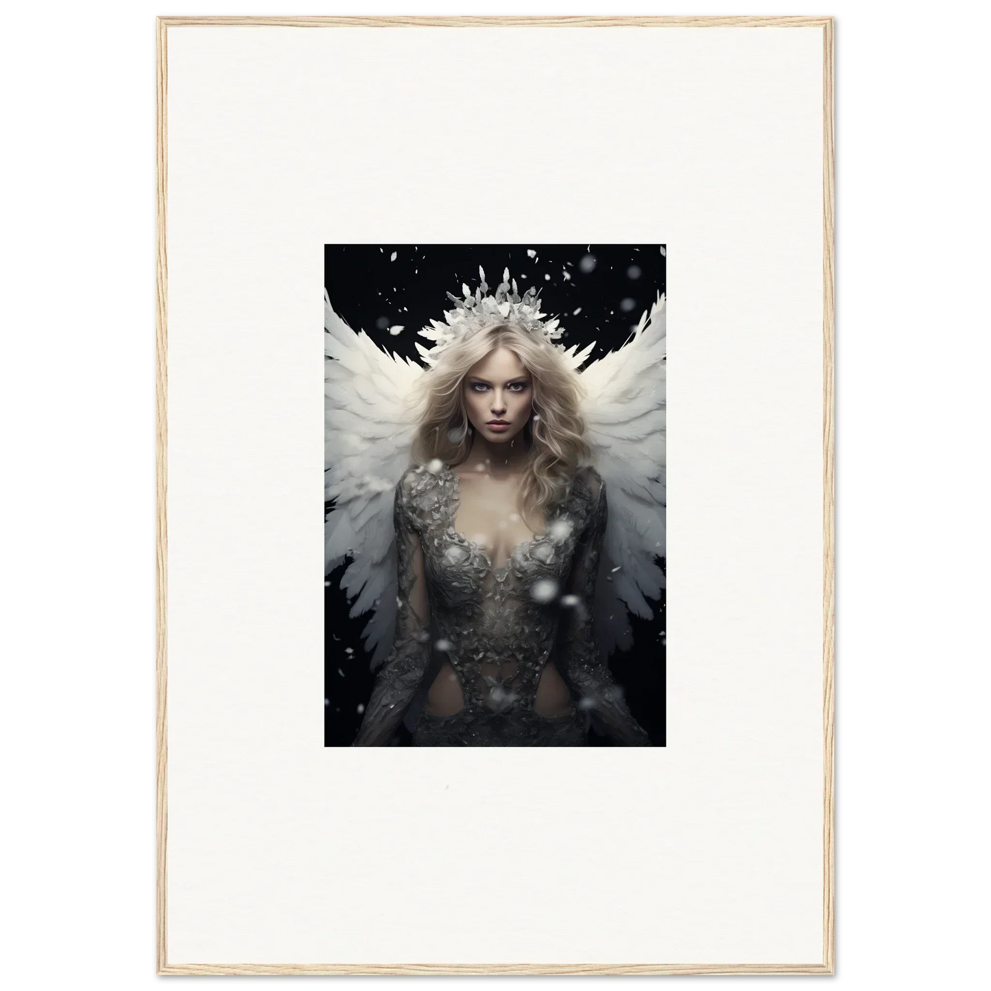 Ethereal feathery specter with wings, perfect for room decoration as a canvas print