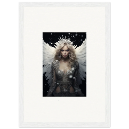 Ethereal feathery specter with wings and crown, perfect for room decoration canvas print