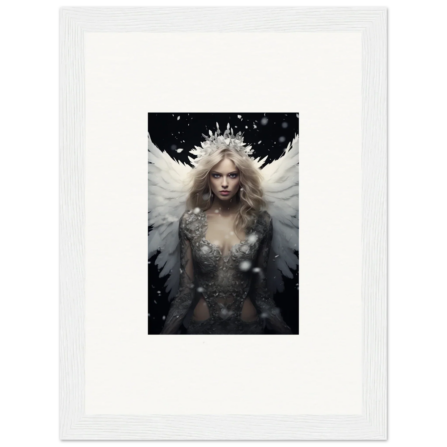 Ethereal feathery specter with a crown, perfect for room decoration canvas print