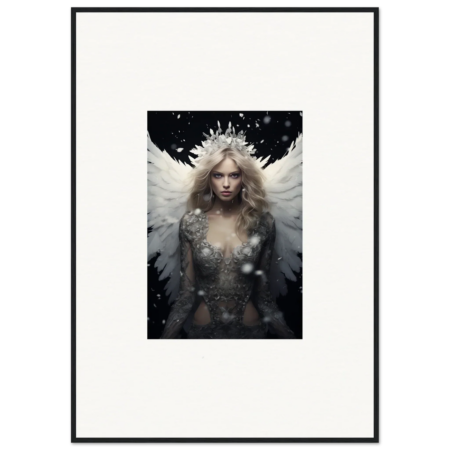 Ethereal feathery specter with crown and dress, perfect for room decoration canvas print