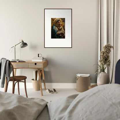 Framed canvas print of a woman with a baby, perfect for loving sentinence room decoration