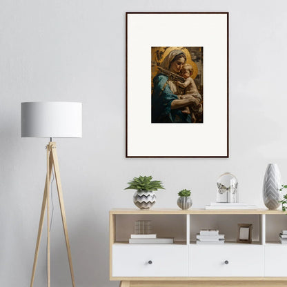 Framed canvas print of a woman and child, perfect for loving sentinence room decoration