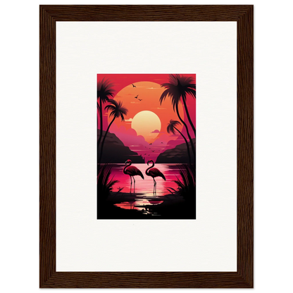 Framed canvas print of a Flamingo Serenade sunset for stunning room decoration