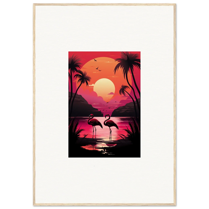 Vibrant canvas print of Twilight Flamingo Serenade for stunning room decoration