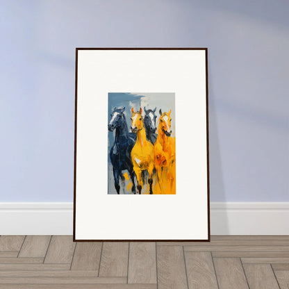 Colorful hued mares running together in a stunning room decoration canvas print