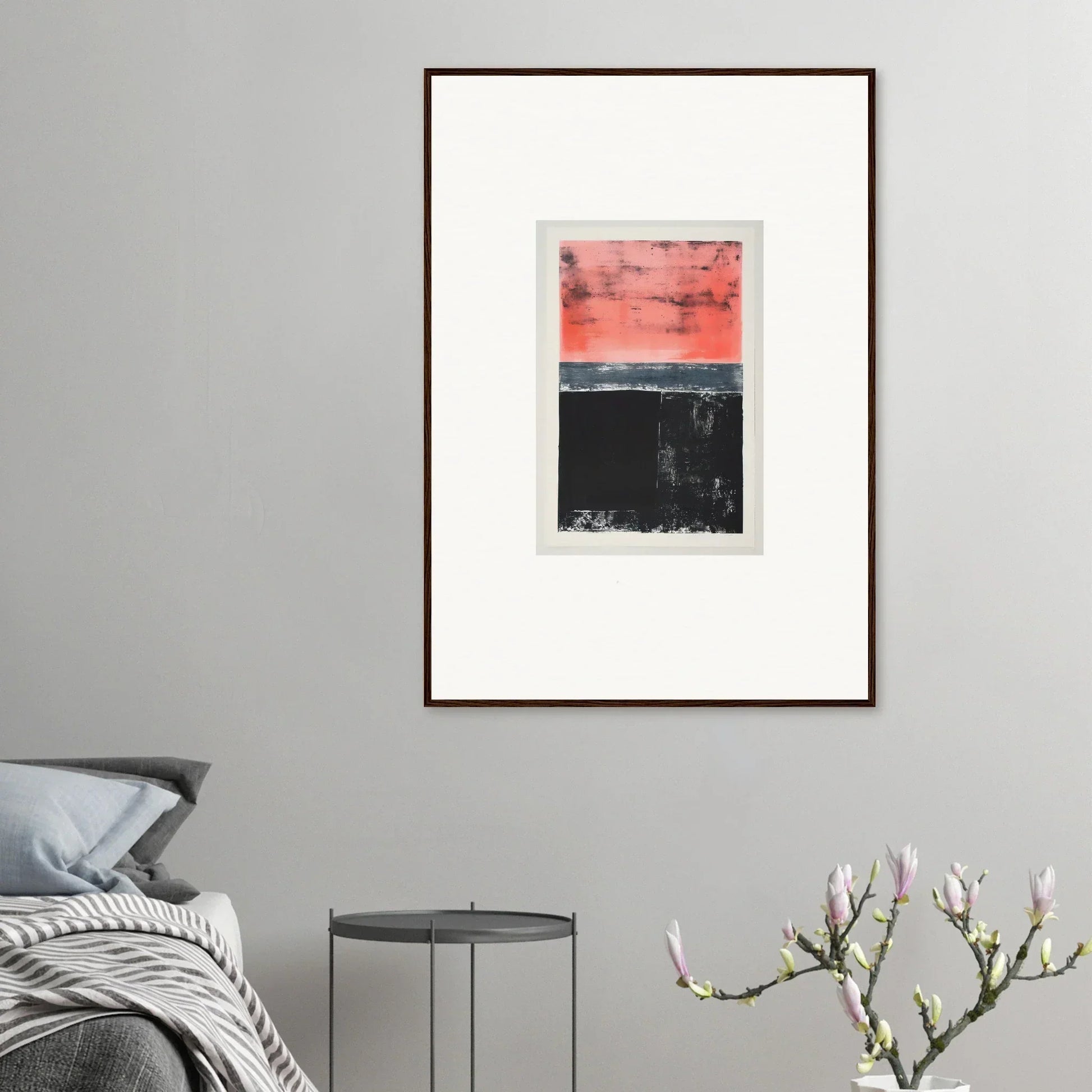 Abstract painting in red and black, ideal for room decor and isolation ritual