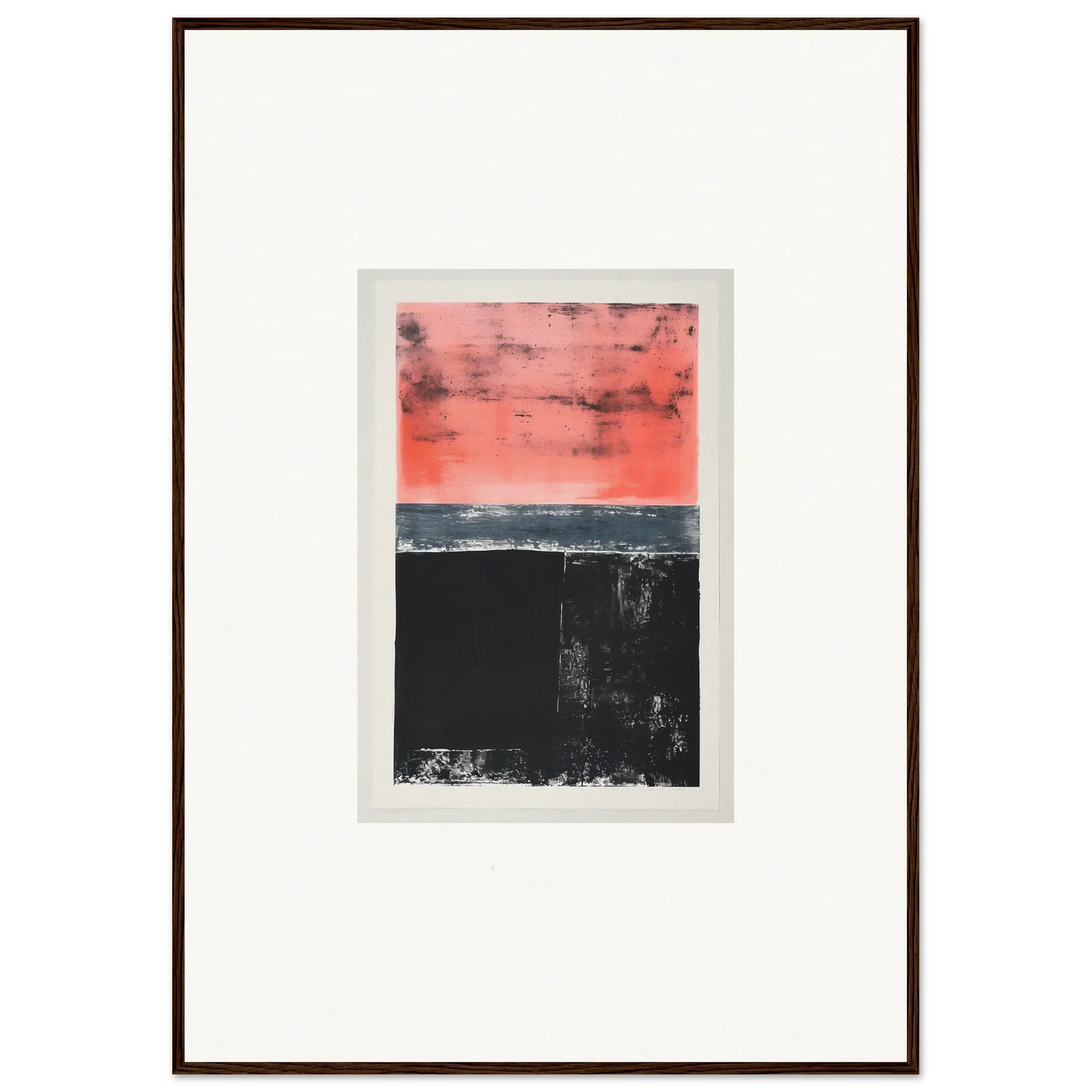 Framed wall art of abstract painting for isolation ritual room decor in pink and black