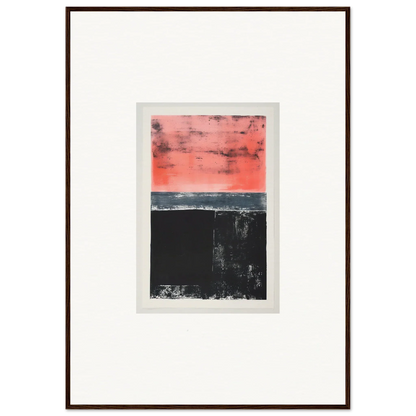 Framed wall art of abstract painting for isolation ritual room decor in pink and black