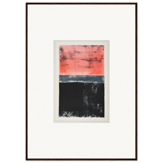 Framed wall art of abstract painting for isolation ritual room decor in pink and black