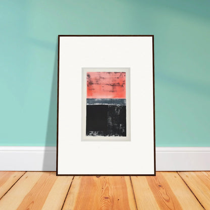 Framed abstract artwork in red and black for stylish room decor and isolation ritual