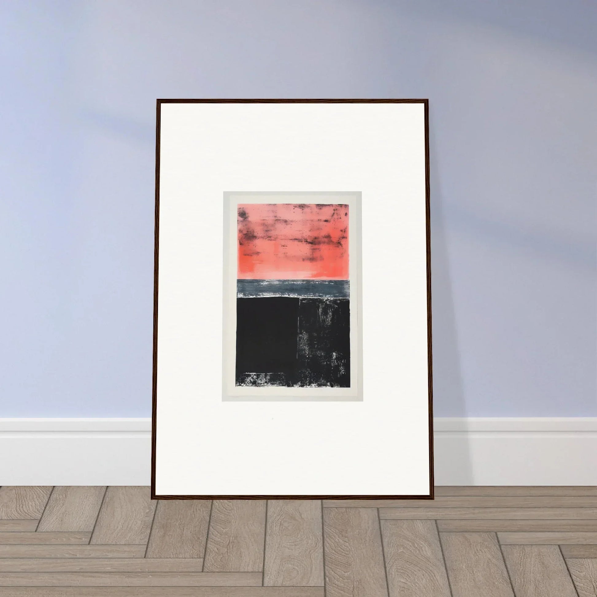 Framed wall art in red and black, perfect for an isolation ritual in modern room decor