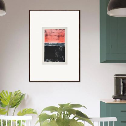 Abstract painting with red upper half and black lower half for room decor or isolation ritual