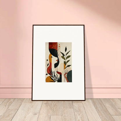 Framed abstract canvas print with organic shapes and earthy tones for stylish room decoration