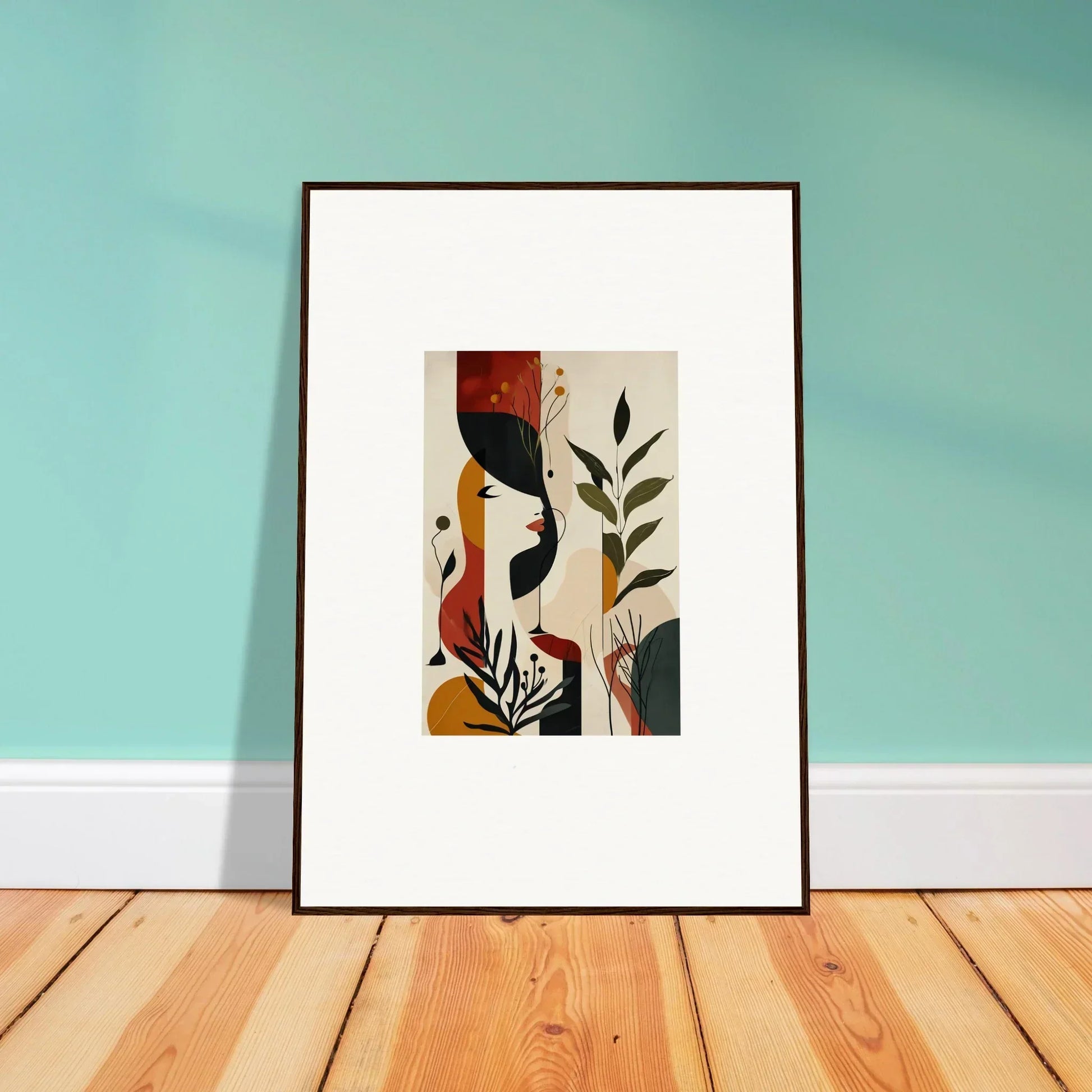 Framed abstract art print with earthy tones for trendy room decoration in Untold Canvases