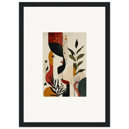 Abstract artwork with earthy plant and bird shapes for a stylish room decoration