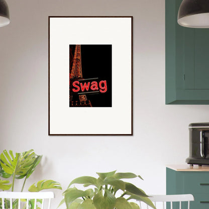 Framed canvas print of swag in red, perfect for Urban Dreams Unleashed room decoration