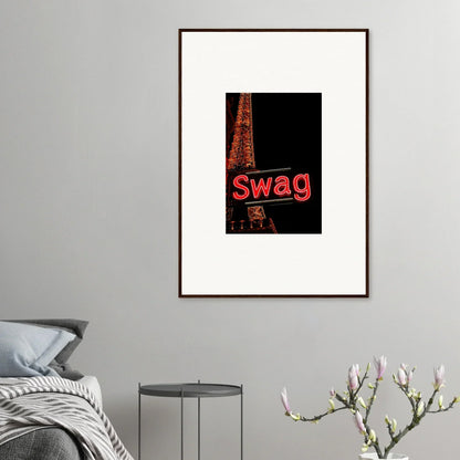 Framed canvas print of Swag art with the Eiffel Tower for cool room decoration and dreams unleashed