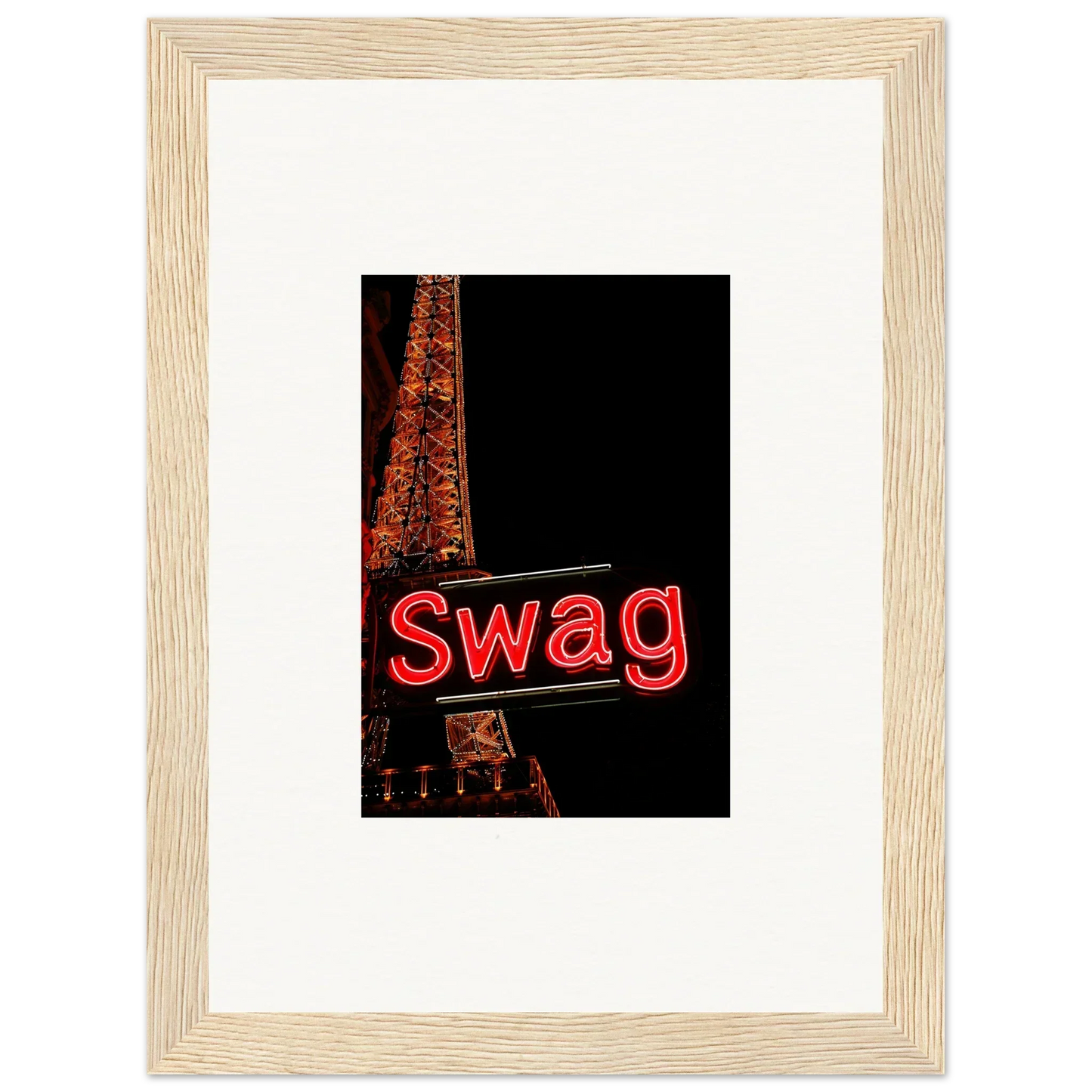 Framed photo of neon Swag sign perfect for urban dreams unleashed room decoration