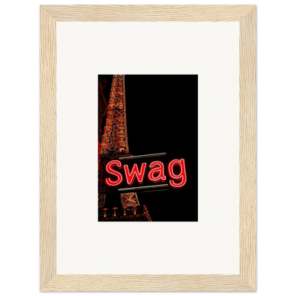 Framed photo of neon Swag sign perfect for urban dreams unleashed room decoration