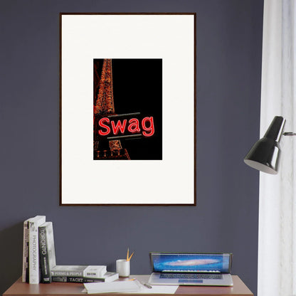 Framed canvas print of Swag artwork with Eiffel Tower looks great for dreams unleashed room decoration